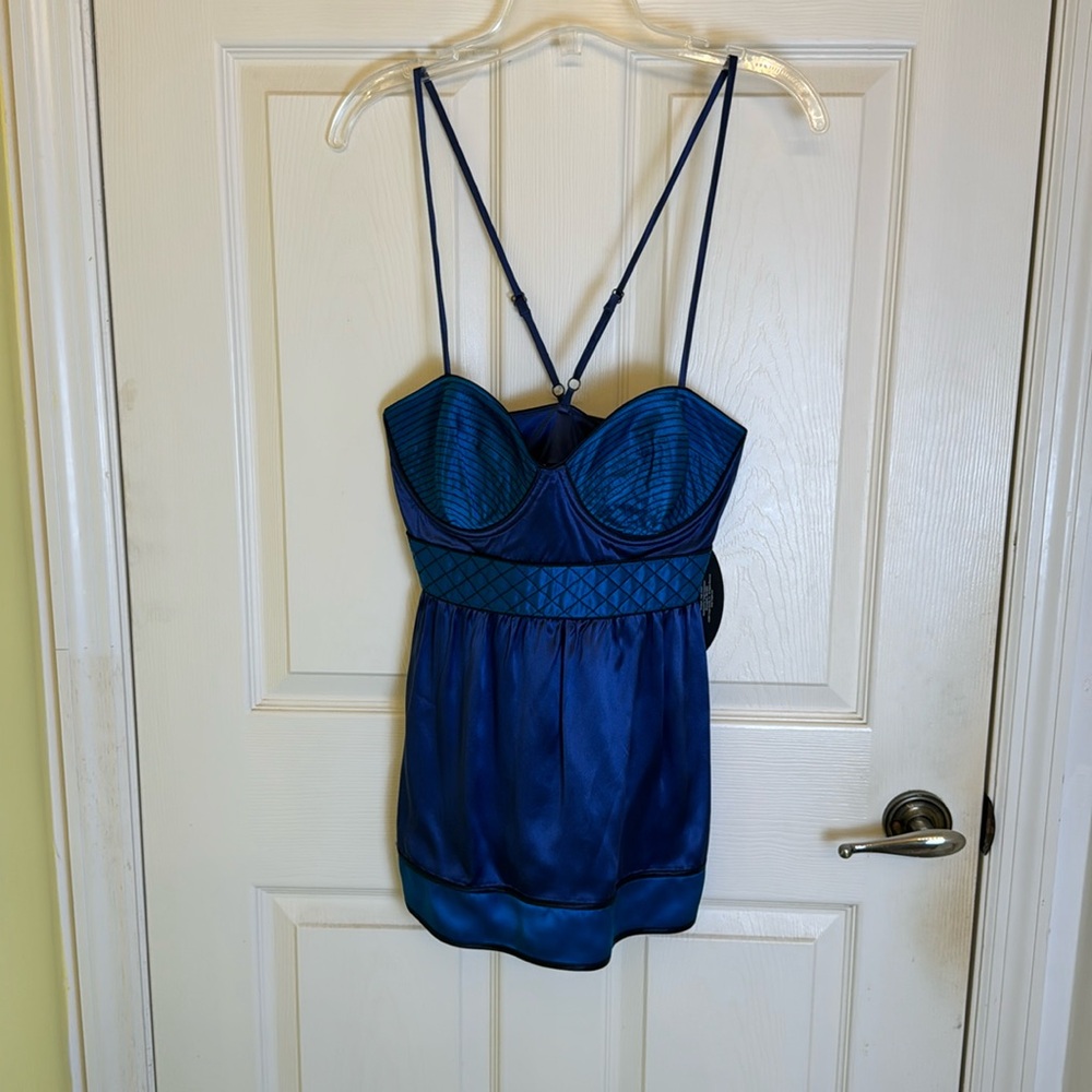 NWT Proenza Schouler for Target 100% Silk Boustier Top in Blue Size Juniors XL